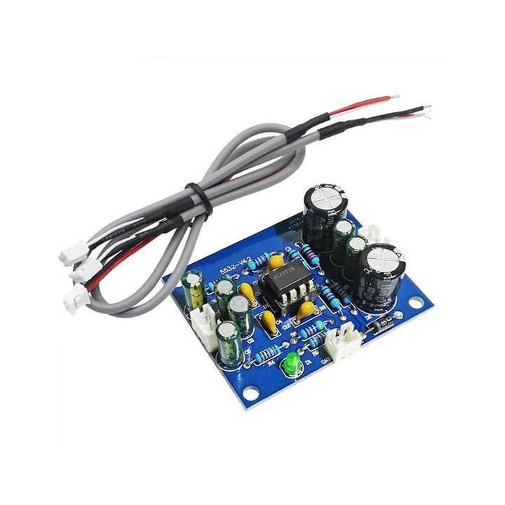 Комплект предусилвателна платка 5532, захранване 12-35V, синя, PCB