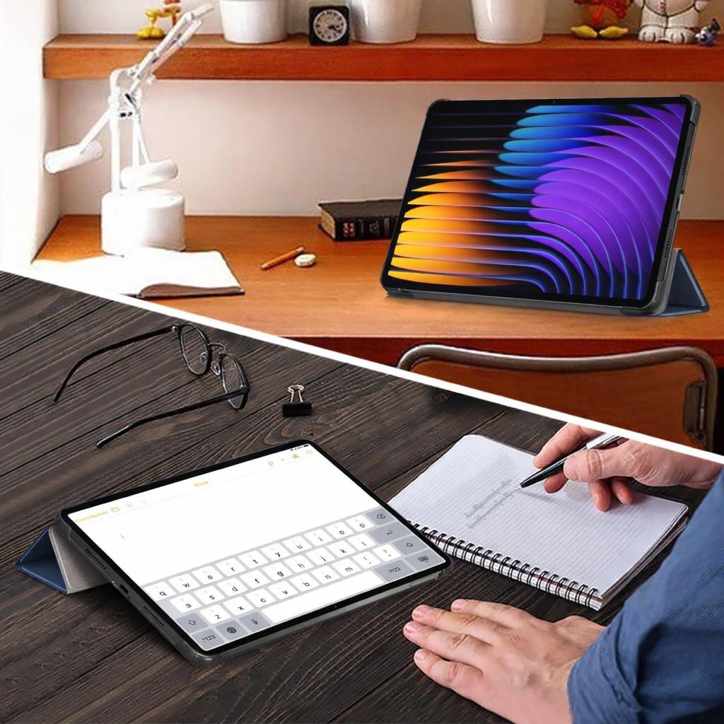 Husa pentru tableta, Supero, Xiaomi, compatibila cu Mi Pad 7/7 Pro/8/8 Pro 11 "2", husa din piele ecologica, margini intarite, functie stand si wake/sleep automata, captuseala moale interna, ultra-subtire si usoara, negru