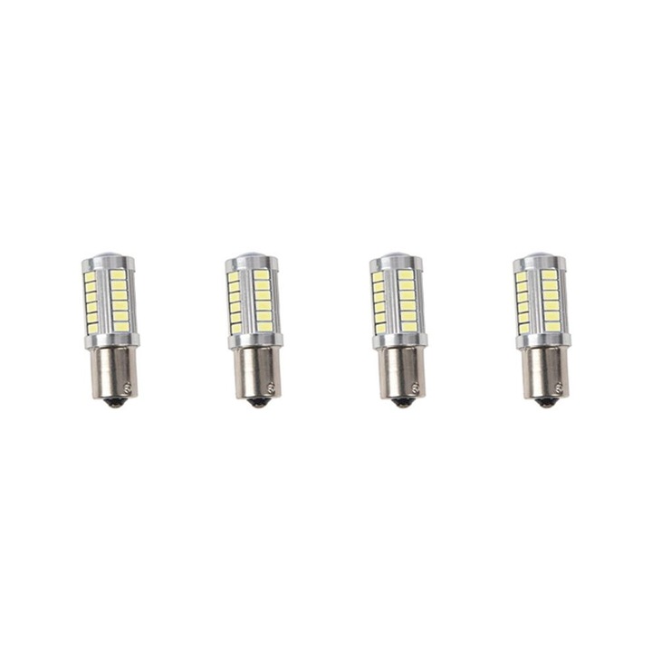 4 db LED autó izzó készlet 1156 P21W BA15S ezüstfehér 18,5x52mm 12V