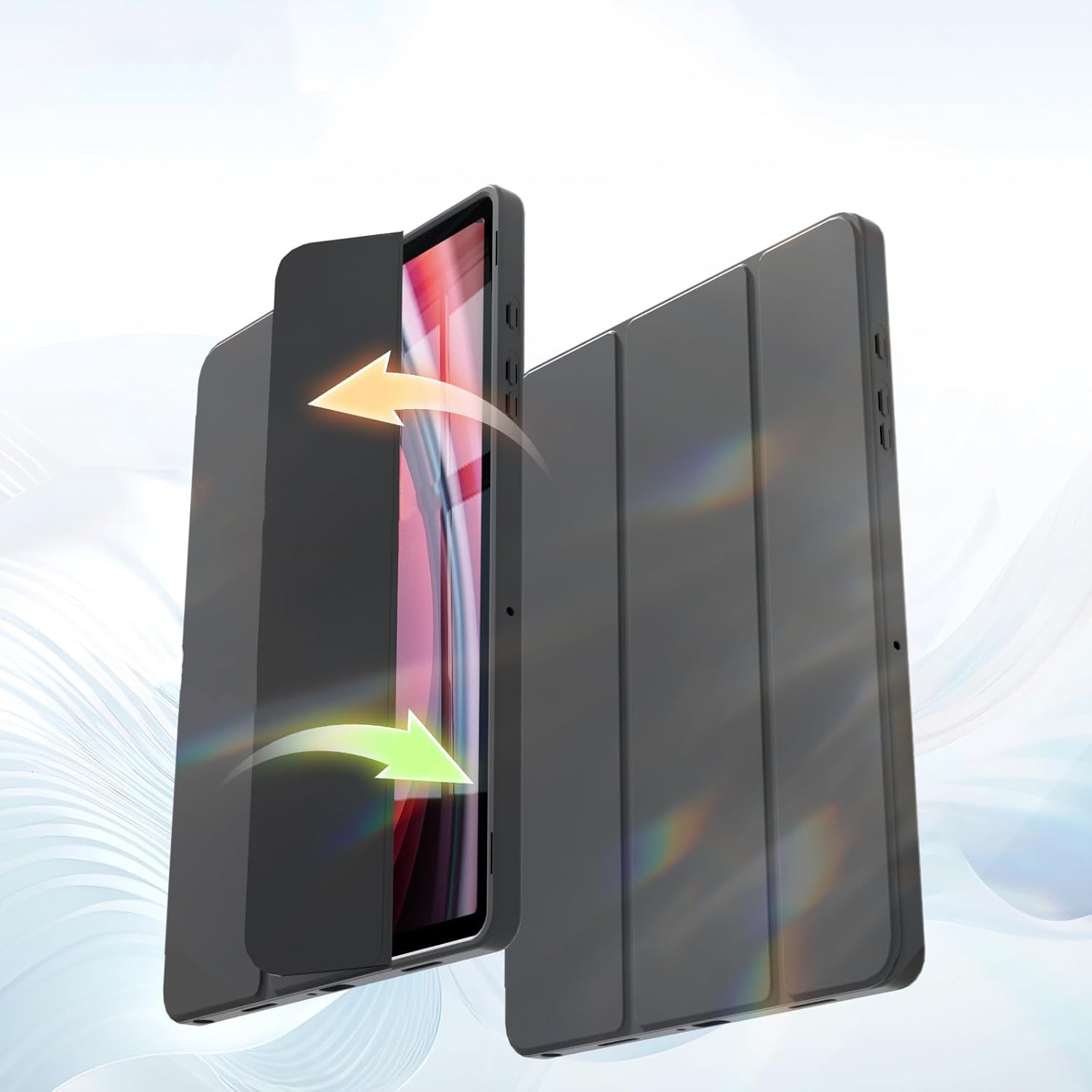 Husa pentru tableta, Supero, compatibil Samsung, protectie spate transparenta rezistenta la zgarieturi, buzunar integrat pentru stylus, functie auto-wake/auto-sleep, capota rabatabila tip suport in 2 pozitii, decupaje precise pentru porturi, pentru