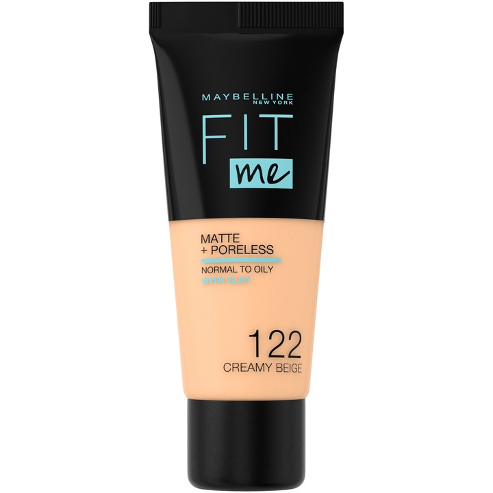 Maybelline New York Fit Me Matte & Poreless Alapozó, 122 Creamy Beige, 30 ml