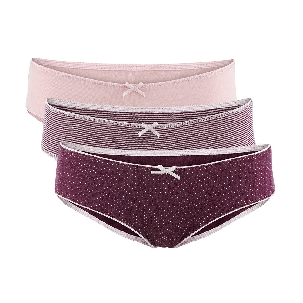 Chilot bumbac organic, 3 bucati, fete, Living Cratfs, Bunny, Roz pastel/Visiniu