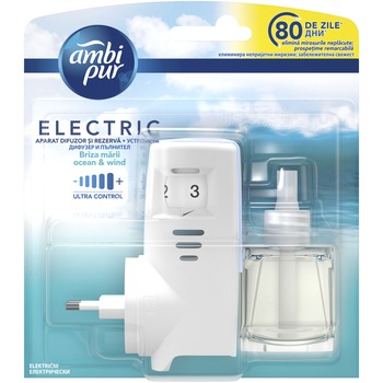 Aparat electric cu rezerva Ambi Pur Mono Ocean & Wind, 20ml Aparat electric cu rezerva Ambi Pur Mono Ocean & Wind, 20ml