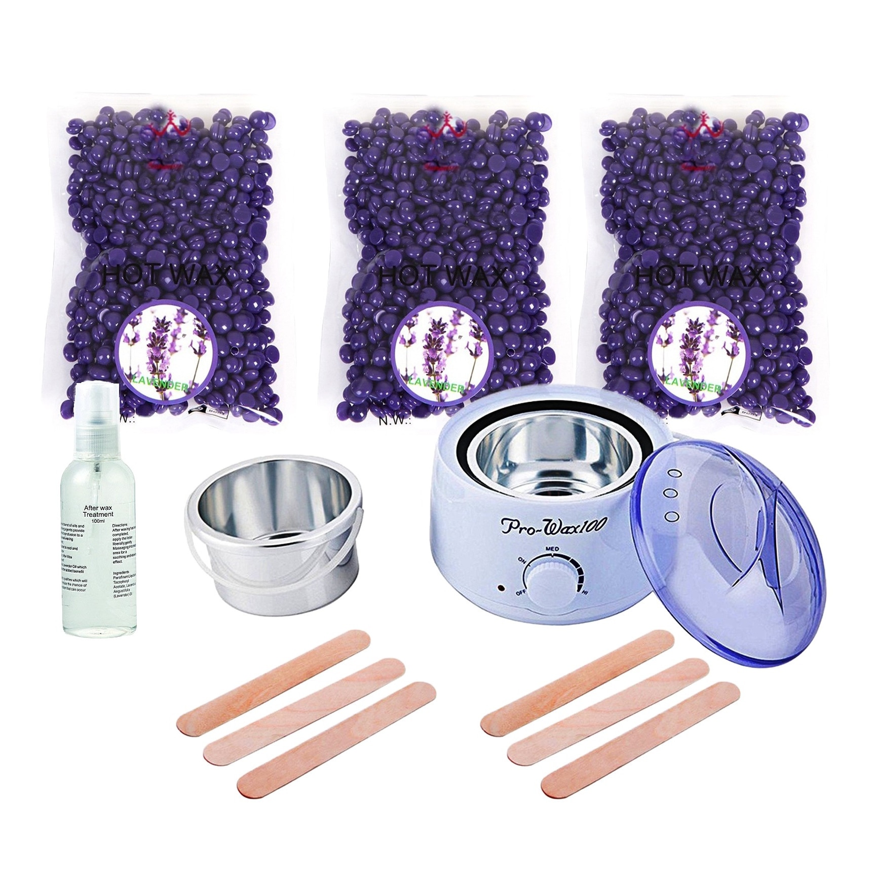 Kit Epilare No.211 cu 3 X Ceara Epilare Granule Refolosibila Lavander 3x500g