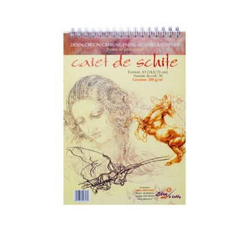 Caiet de schite A5 30 file 200 grame Caiet de schite A5 30 file 200 grame