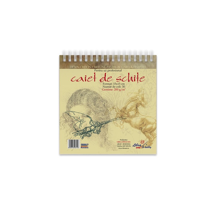 Caiet desen si schite 15x15cm 30 coli carton texturat de 200 grame