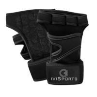 Manusi unisex IVISPORTS pentru fitness, cu suport pentru incheitura mainii, Negru, XL
