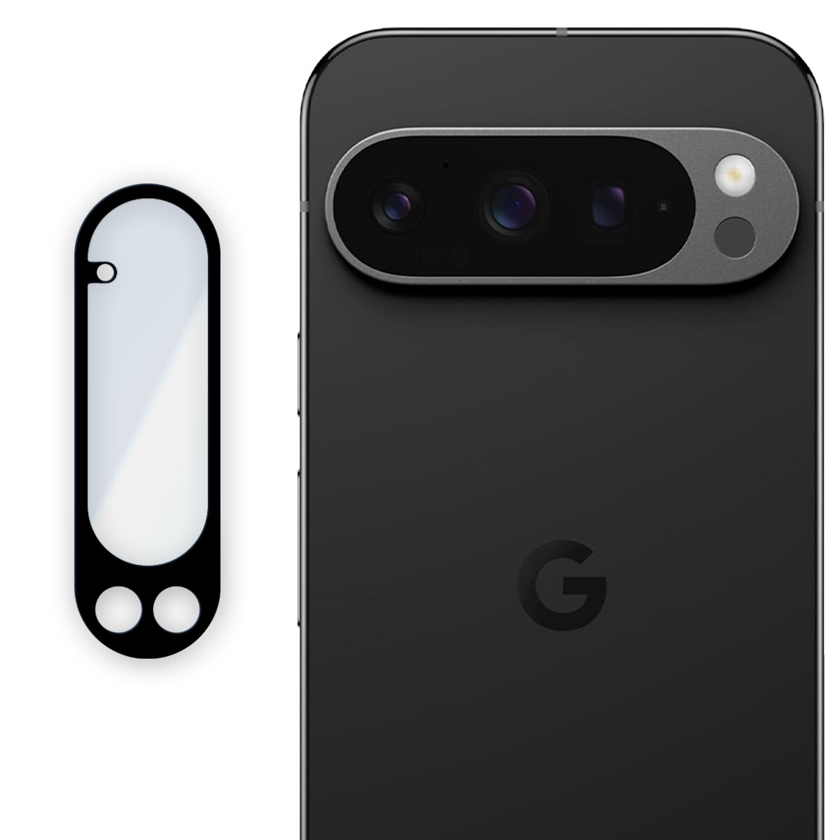 Folie de protectie pentru camera, Supero, compatibila Google Pixel 10 Pro XL, sticla securizata 9H, grosime 0, 30 mm, include set aplicare (laveta umeda + uscata), cadru negru transparent