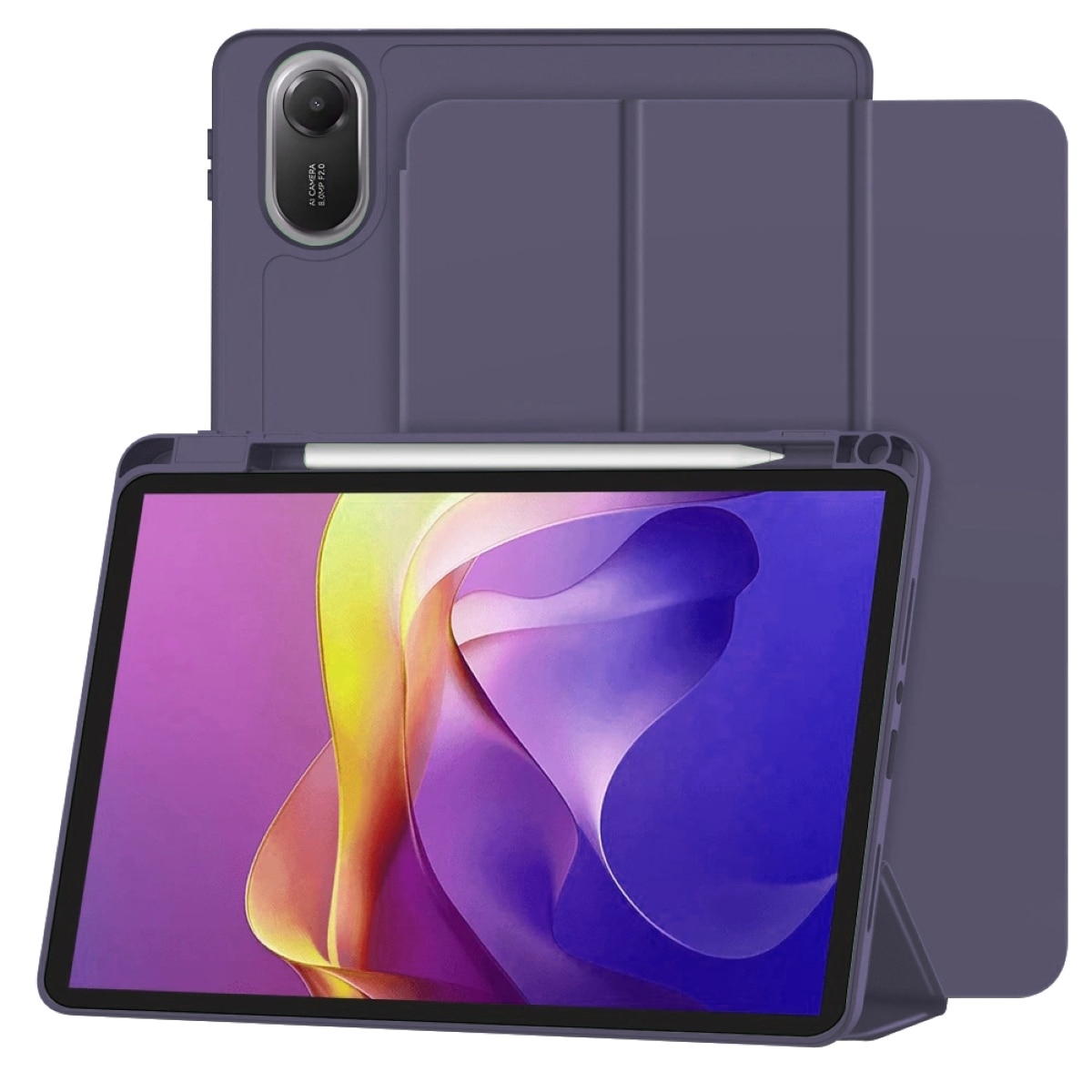 Husa tableta, Supero, SMARTCASE, protectie completa, cu clapeta si suport pentru stylus, compatibila Xiaomi Redmi Pad 2, material rezistent la zgarieturi, acces la butoane si porturi, curatare cu carpa umeda, culoare violet