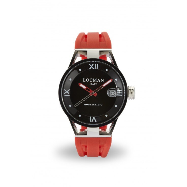Ceas Casual de Dama Locman Montecristo , 0521V05-GUBK00SR , Otel Titan , Cauciuc ,Rosu , 34mm