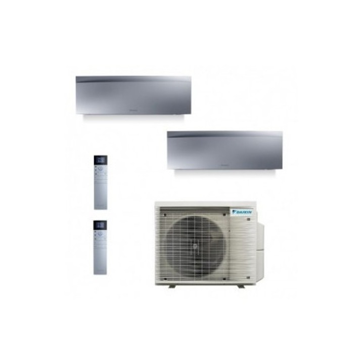 Aparat de aer conditionat dublu-split Daikin Emura Argintiu, 12000 BTU + 9000 BTU, FTXJ35AS + FTXJ25AS + 2MXM50A, 5 ani Garantie