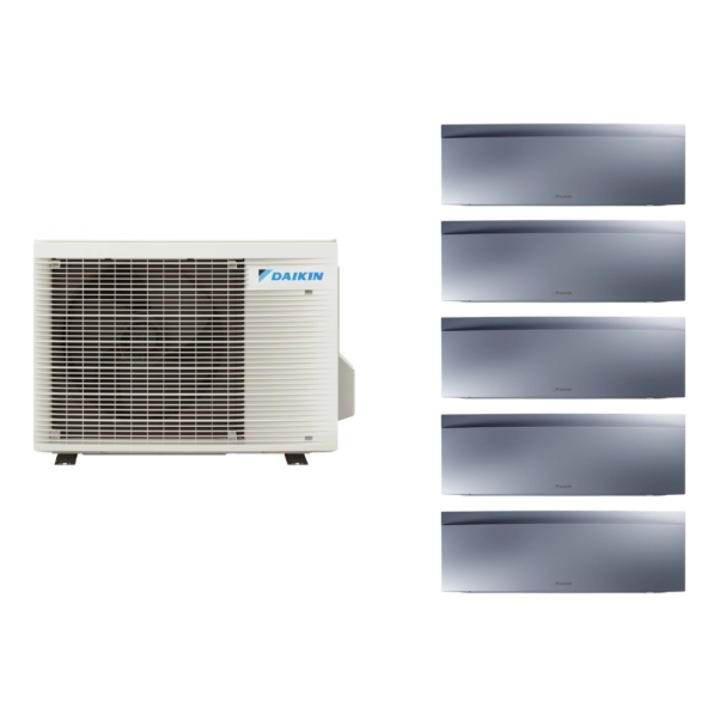 Aparat de aer conditionat multisplit Daikin EMURA cu cinci unitati interne argintii, patru 7000 BTU si una de 18000 BTU, 4xFTXJ2