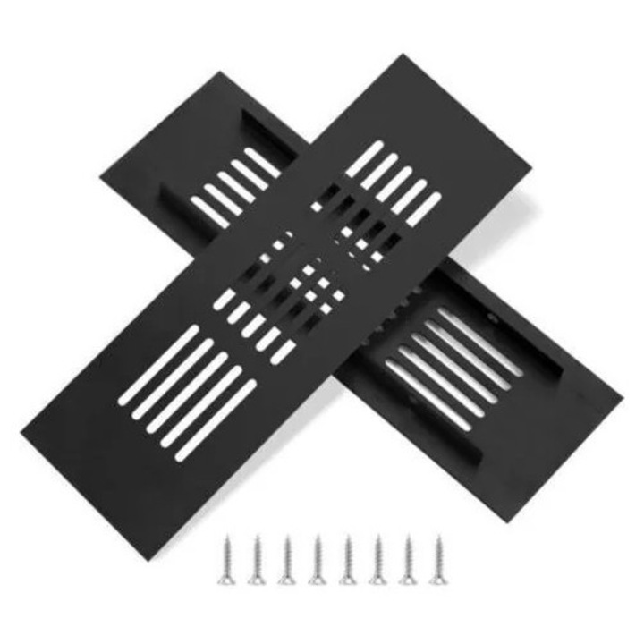 Grila ventilatie aluminiu negru 45x5cm rezistenta la coroziune