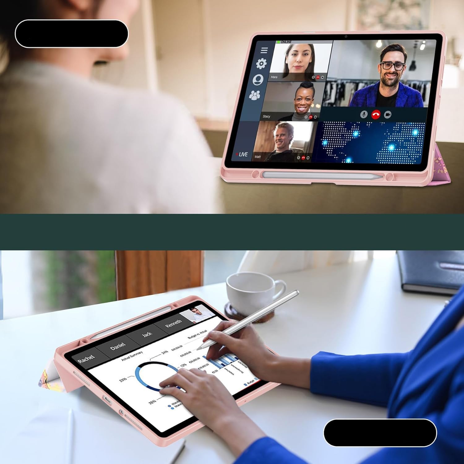 Husa cu clapeta, Supero, Lenovo, compatibila cu Tab M11 10.95" / K11E 11", spate transparent dur rezistent la zgarieturi, suport integrat pentru stylus, functie auto-wake/auto-sleep, husa tip stand cu 2 pozitii, decupaje precise, magnetica, transparenta