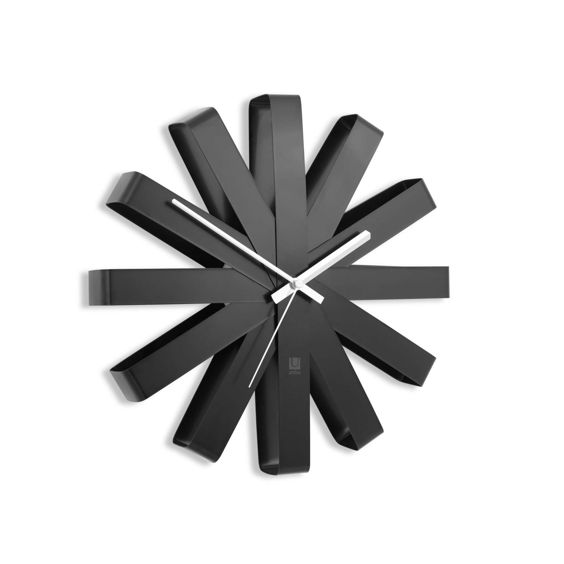 Ceas de perete Ribbon, inox, negru, Umbra