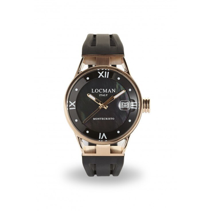 Ceas Casual de Dama ,Locman Montecristo ,0521V14-RRMK00SK , Titan , Cauciuc , Negru, 34mm