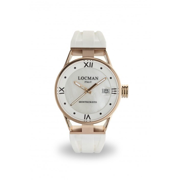 Ceas Casual de Dama ,Locman Montecristo ,0521V13-RRMW00SW , Titan , Cauciuc , Alb, 34mm