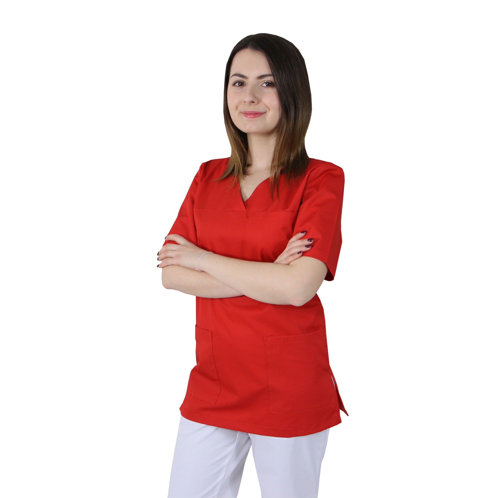 Bluza, PRIMA, UNISEX, maneca scurta, anchior V, 3 buzunare, L, rosu