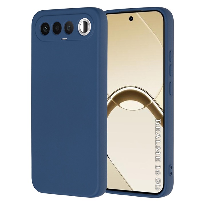 Калъф за Realme 16 5G Daden® Silicon SoftFlex, Ултра тънък, Повишена защита, Интериор от микрофибър, Тъмносин