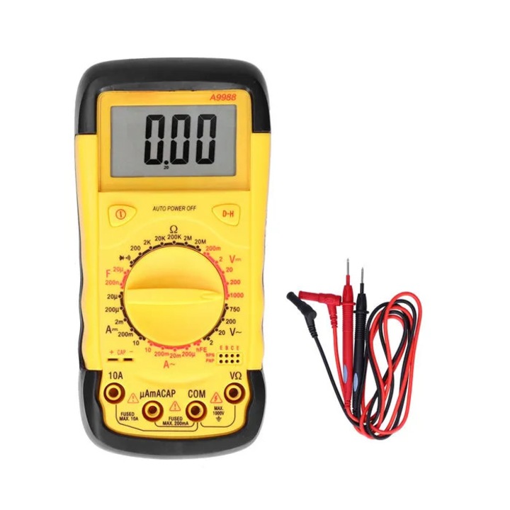 Multimetru inteligent multifunctional, protectie suprasarcina, masurare curent, capacitati, A9988