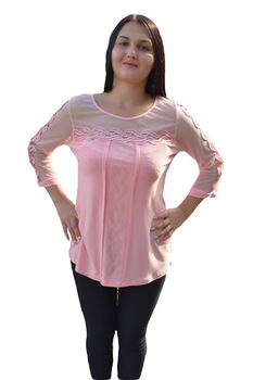 Bluza de ocazie, cu maneca aproape lunga, transparenta , D&J Exclusive, Roz Pudra Bluza de ocazie, cu maneca aproape lunga, transparenta , D&J Exclusive, Roz Pudra