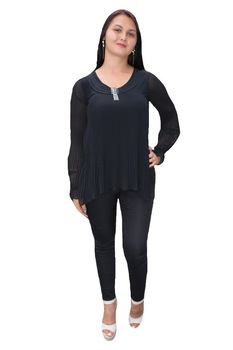 Bluza cu voal asimetric in fata si maneca lunga transparenta,D&J Exclusive, Negru Bluza cu voal asimetric in fata si maneca lunga transparenta,D&J Exclusive, Negru