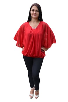 Bluza deosebita cu voal asimetric deasupra, D&J Exclusive, Rosu Bluza deosebita cu voal asimetric deasupra, D&J Exclusive, Rosu