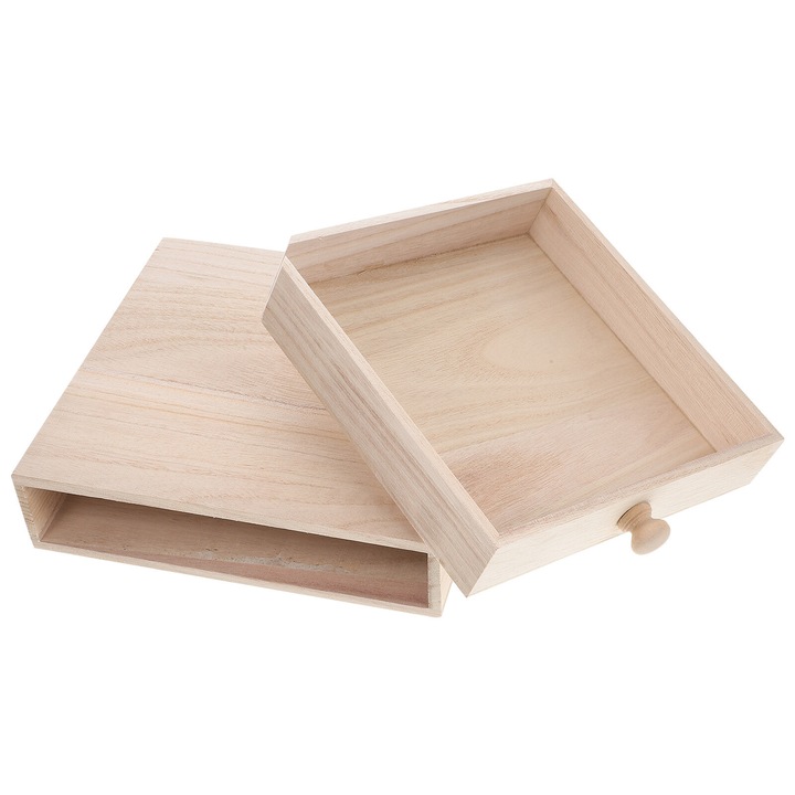 Cutie lemn pentru ceai ZYBLSSBB 22x22.5x5.5cm nefinisata organizator