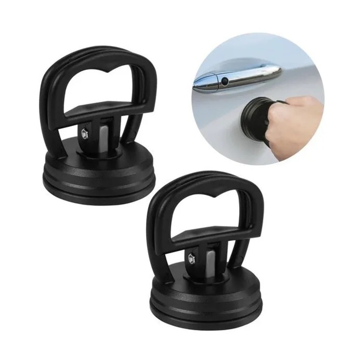 Set scule auto, 2 unelte, ventuza, negru