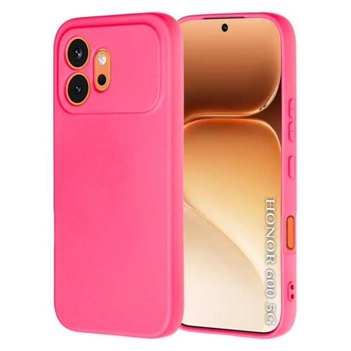 Husa Upzz® SoftFlex Compatibila Cu Honor 600, Silicon Soft, Protectie La Camera, Alcantara La Interior, Hot Pink
