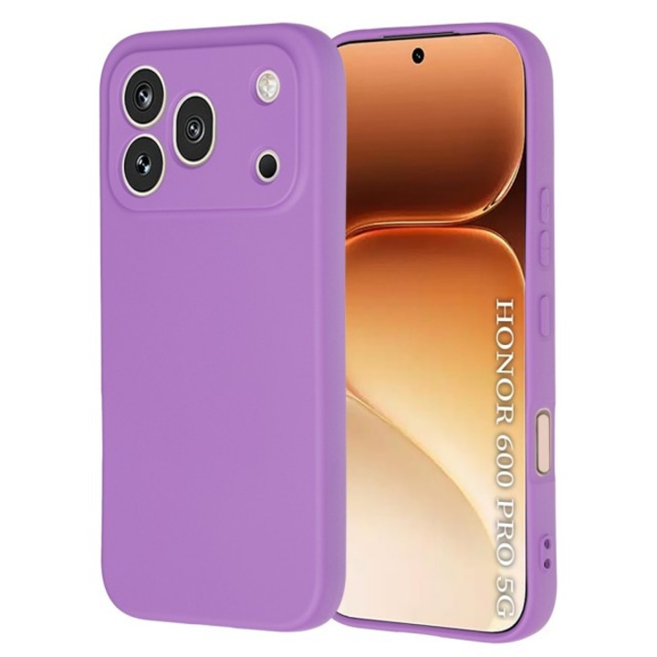 Husa Upzz® SoftFlex Compatibila Cu Honor 600 PRO, Silicon Soft, Protectie La Camera, Alcantara La Interior, Purple