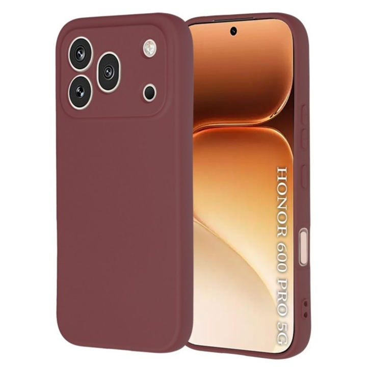 Husa Upzz® SoftFlex Compatibila Cu Honor 600 PRO, Silicon Soft, Protectie La Camera, Alcantara La Interior, Plum Red