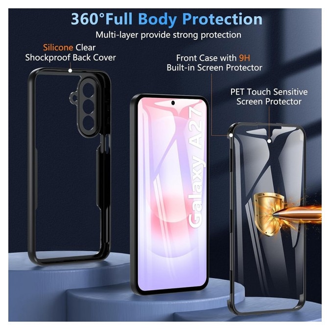 Husa Upzz® Compatibila Cu Samsung Galaxy A27 5G, 360 Grade Protectie Fata / Spate Upzz® ColorVerse - Negru