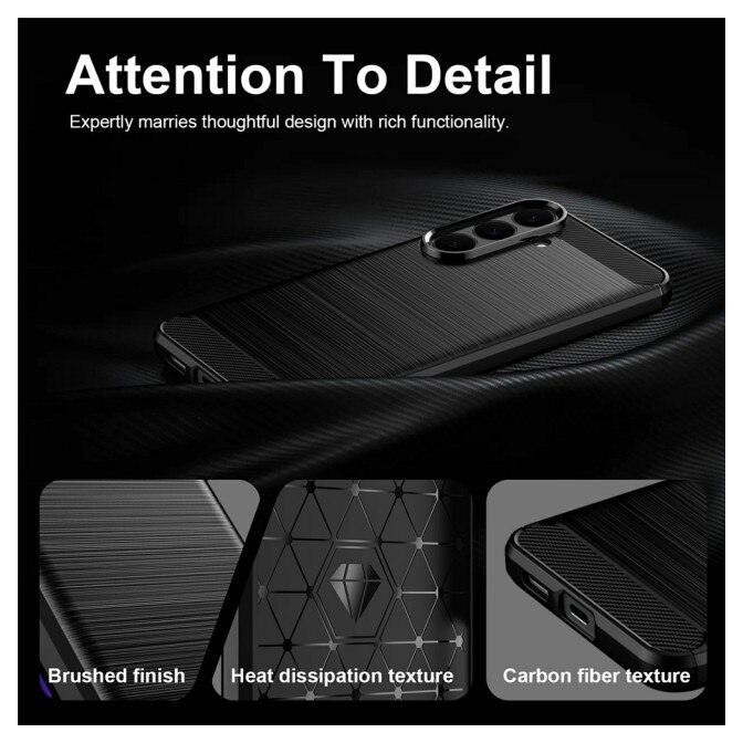 Husa Spate Upzz® Carbon Pro, Compatibila Cu Samsung Galaxy S26 FE 5G, Protectie Perfecta, Silicon, Black