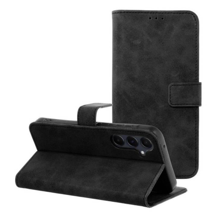 Husa Tip Carte Upzz® Tender, Compatibila Cu Samsung Galaxy A27 5G, Inchidere Magnetica, Piele Ecologica Soft, Negru