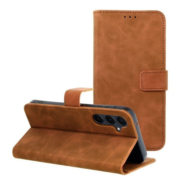 Husa Tip Carte Upzz® Tender, Compatibila Cu Samsung Galaxy A27 5G, Inchidere Magnetica, Piele Ecologica Soft, Maro