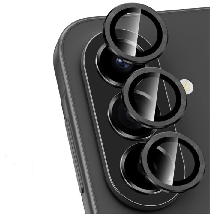 Protectie Sticla Camera Individuala Compatibila Cu Samsung Galaxy A37 5G, Rama Metal, Aplicator Inclus, Negru