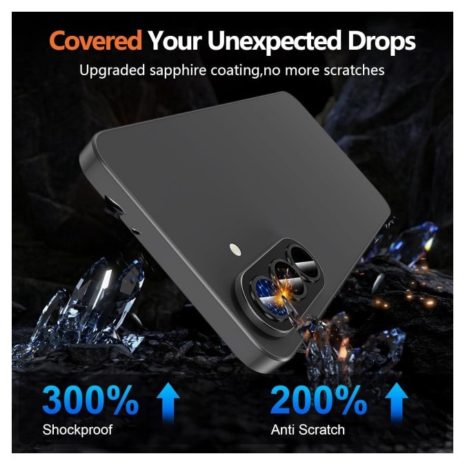 Protectie Sticla Camera Individuala Compatibila Cu Samsung Galaxy A37 5G, Rama Metal, Aplicator Inclus, Negru