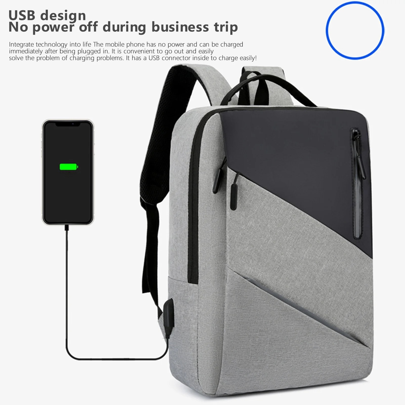 Rucsac laptop ZYBLSSBB 45x30x13cm rezistent apa USB multicolor