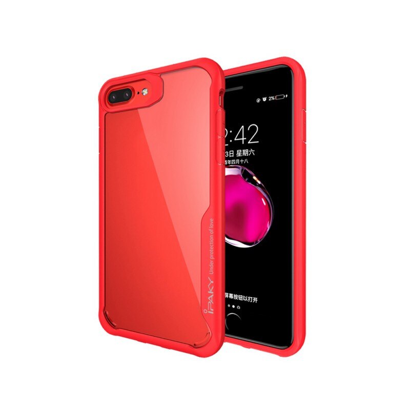 Husa Spate Ipaky Armor Survival iPhone 7/8 Rosu Transparent