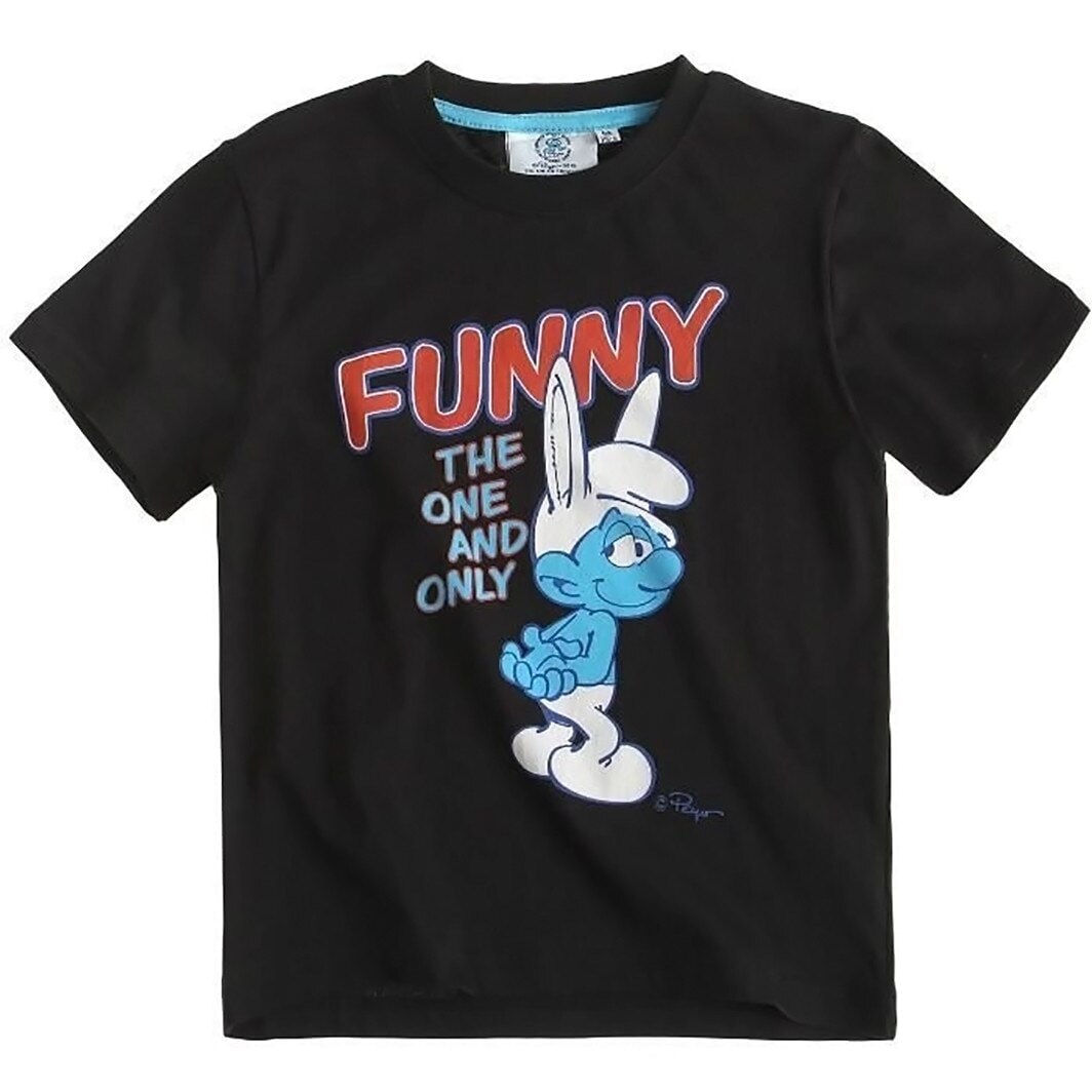 Tricou cu maneca scurta , Disney Strumfi , negru , 6 ani/116cm
