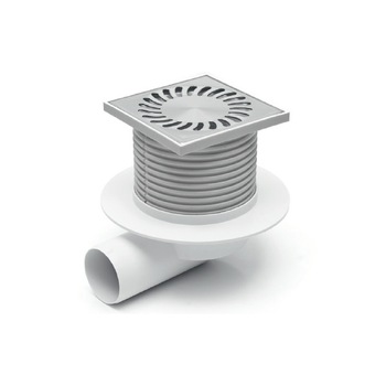 Sifon de pardoseala neptun iesire orizontala D50/H reglabil cu gratar de inox 122x122 si guler Sifon de pardoseala neptun iesire orizontala D50/H reglabil cu gratar de inox 122x122 si guler