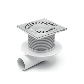 Sifon de pardoseala neptun iesire orizontala D50/H reglabil cu gratar de inox 150x150 si guler Sifon de pardoseala neptun iesire orizontala D50/H reglabil cu gratar de inox 150x150 si guler