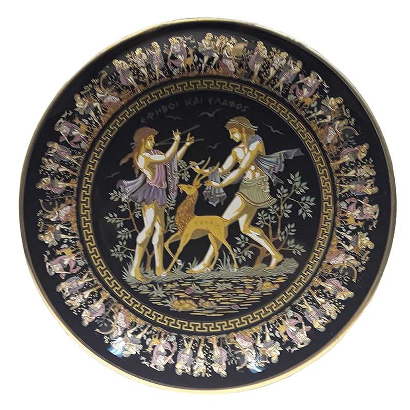 Platou ceramic rotund 24cm, Ceramica decorata cu Foita de Aur 24K