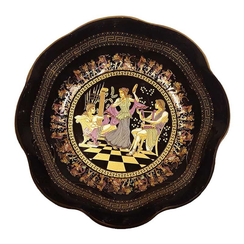 Platou rotund ondulat, Foita de Aur 24K, Handmade