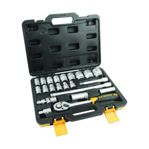 Trusa profesionala de tubulare cu clichet 1/2 22 piese FF GROUP