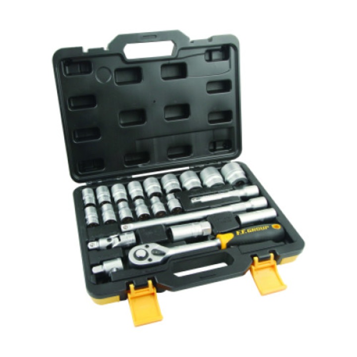 Trusa profesionala de tubulare cu clichet 1/2 22 piese FF GROUP
