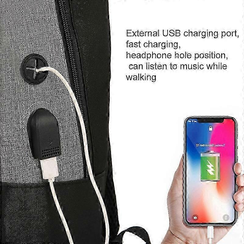 Geanta multifunctionala 3 in 1, Oxford, rezistenta la apa, USB, 21x12x42cm, negru