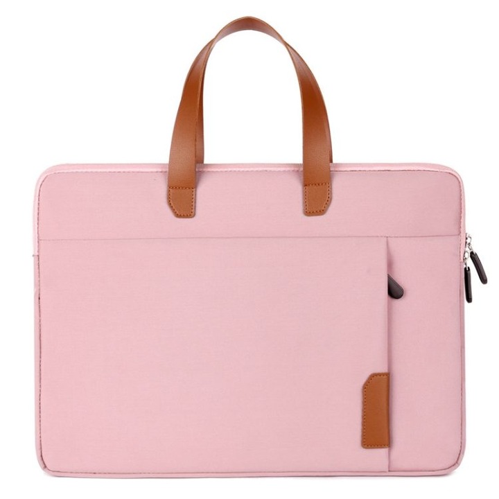 Geanta laptop 15 inch roz Oxford rezistenta la apa si uzura