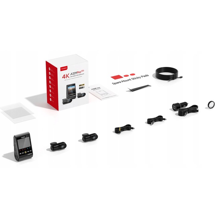 Viofo A229 Pro 3CH autós kamera, 4K+2K+FHD, Wi-Fi, GPS, fekete, szett